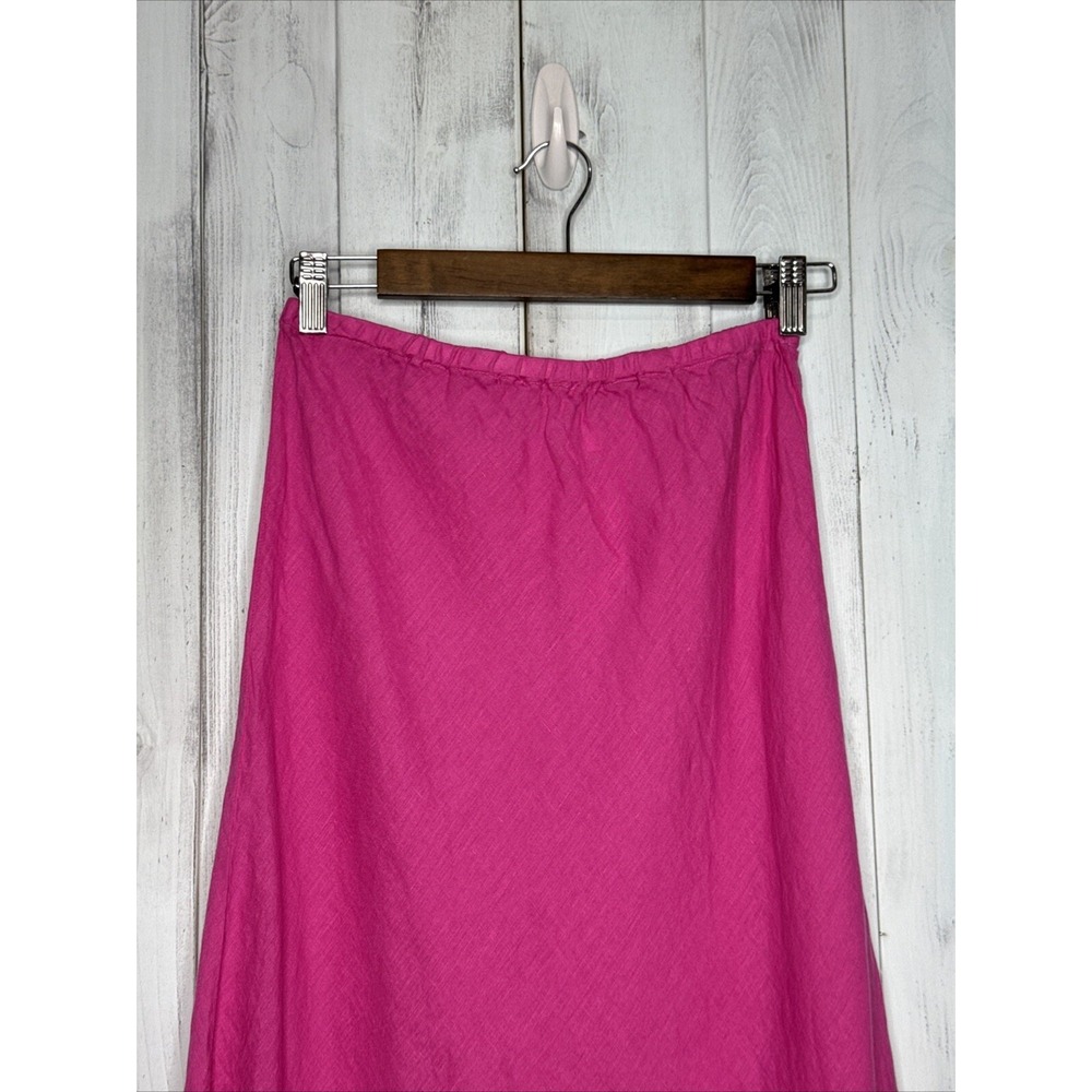 CP SHADES 100% LINEN BRIGHT HOT PINK ELASTIC WAIST AIRY FLOWY MAXI SKIRT SMALL - Picture 3 of 9